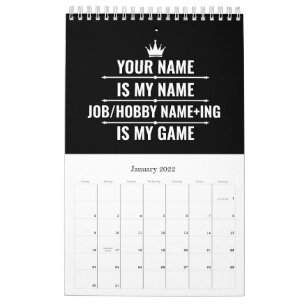 Calendário Cargo Engraçado Personalizado e Nome do Hobby