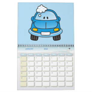Calendário Carro azul com bolhas