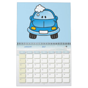 Calendário Carro azul com bolhas