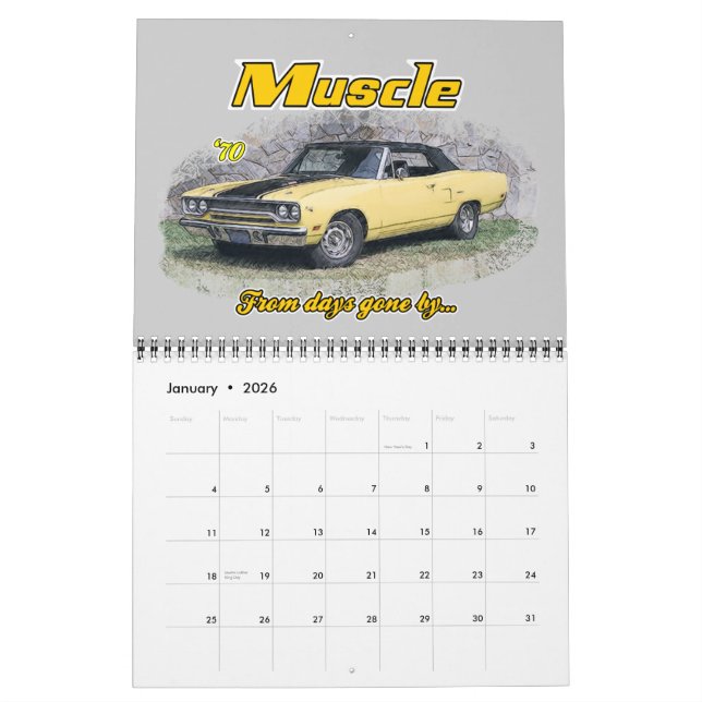 Calendário Carros Musculares Do Remetente Passado (Jan 2026)