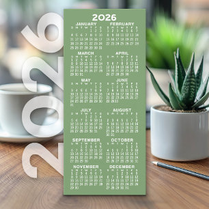 Calendário - Cartão Verde Mínimo Moderno de Altura