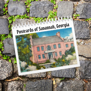 Calendário Cartões-postais Vintage de Savannah Georgia