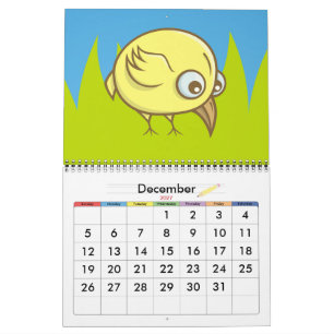 Calendário Cartografia de aves amarelas