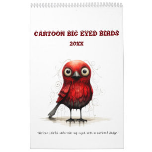 Calendário Cartoon Abstrato Big Eyed Birds