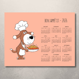 Calendário Cartoon Chef Cão Cozinheiro Bon Appétit