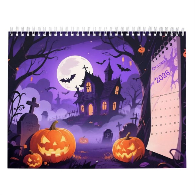 Calendário Cartoon-style Halloween art (Capa)