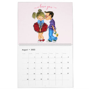 Calendário Casal Romântico - Amor - Eu Amo-Te - Beijo