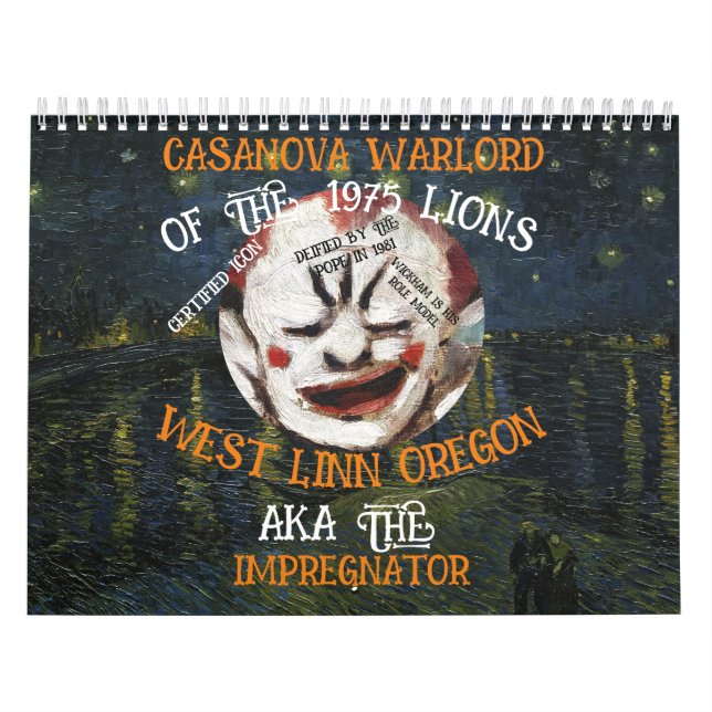 CALENDÁRIO CASANOVA WARLORD MORES OESTE LINN OREGON OU (Capa)