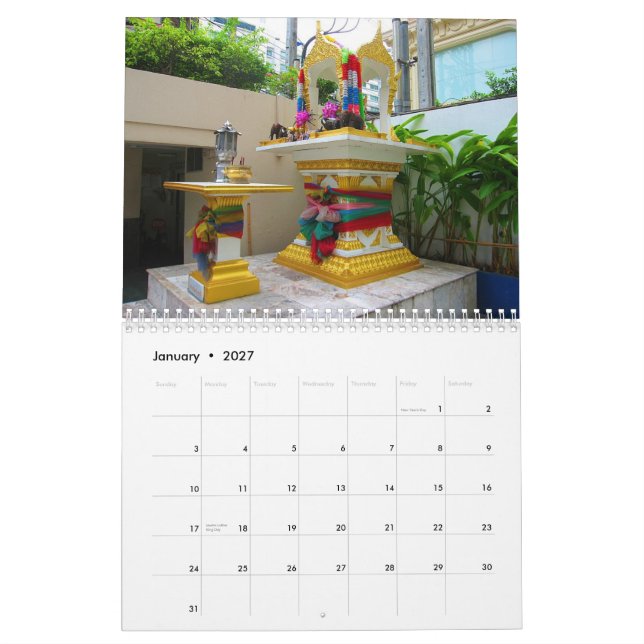 Calendário Casas do espírito de Tailândia (Jan 2027)