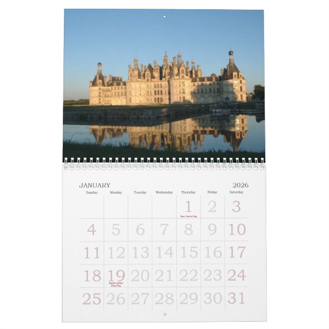 Calendário Castelo em Europa e em Japão (Jan 2026)