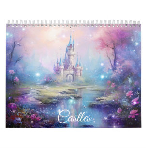 Calendário Castelos de Fantasia em Estilo Abstrato