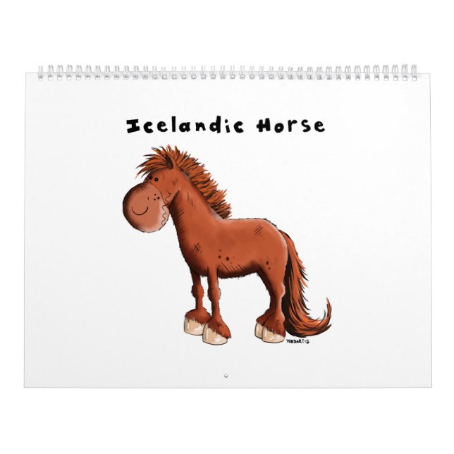Calendário Cavalo islandês-cúmulo - Cavalos - Cartoon - Prese (Capa)