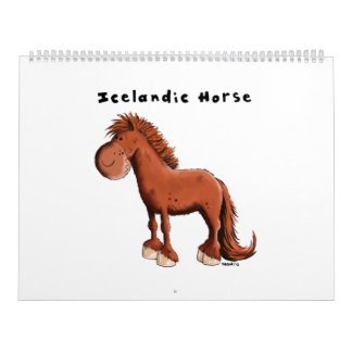 Calendário Cavalo islandês-cúmulo - Cavalos - Cartoon - Prese