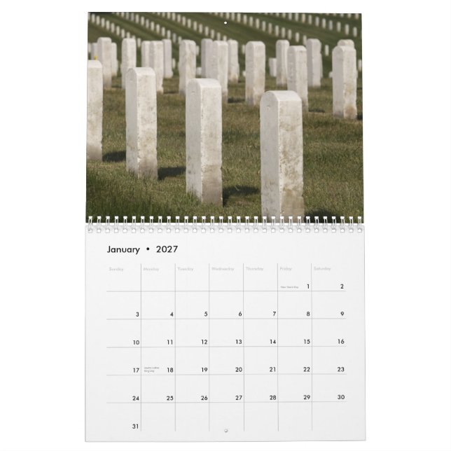 Calendário Cemitério militar (Jan 2027)