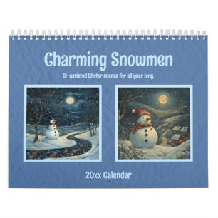 Calendário Cenários de Inverno Encantadores com Bonecos de Ne