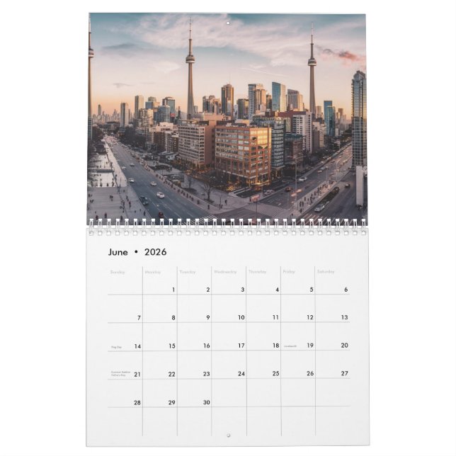 Calendário Centro Toronto Cityscape, Centro Toronto, arte (Jun 2026)