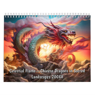Calendário Chama Celestial – Dragões Chineses em Paisagens Sa