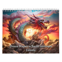 Calendário Chama Celestial – Dragões Chineses em Paisagens Sa