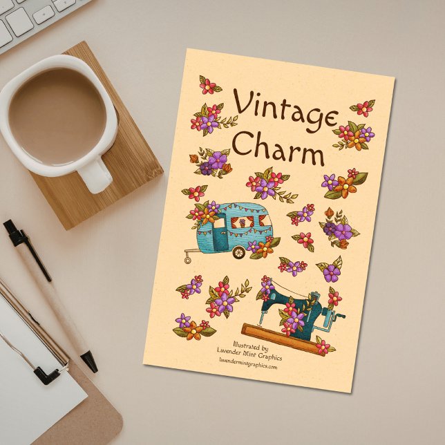 Calendário Charme Vintage Nostalgia Retro (Criador carregado)