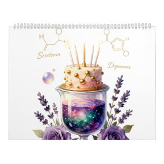 Calendário Chemistry Birthday Celebration Flask and Floral Ca