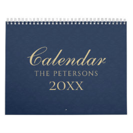 Calendário Chic Blue Damask Newly Married Photo Calendar