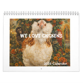 Calendário Chickens Wall Calendar Modern Norman Rockwell