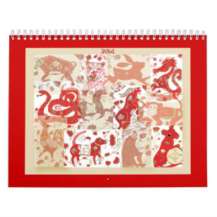 Calendário chinês da astrologia do ano 2014 novo