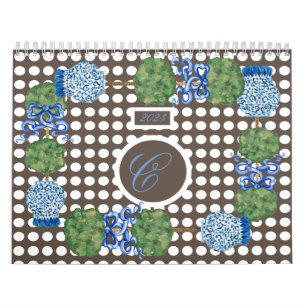 Calendário Chinoiserie Garden Topiary Ginger Jar Jars