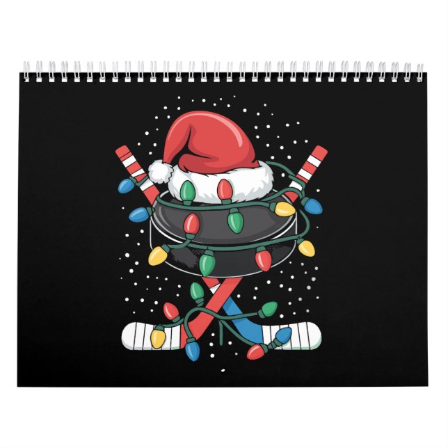 Calendário Christmas Hockey Xmas Santa Sports Hat Ball  (Capa)