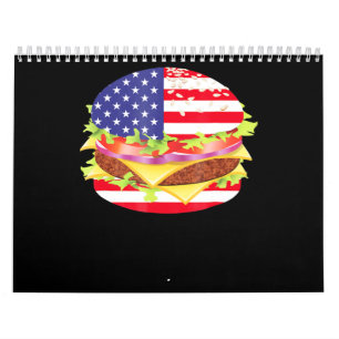 Calendário CHURRASCOS Hamburger EUA Bandeira 4 De Julho De