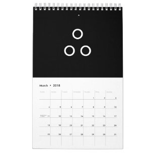 Calendário Círculos de Minimalismo Engraçado Preto e Branco