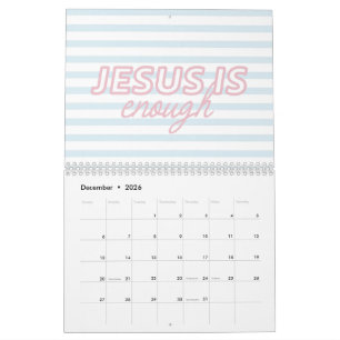 Calendário Citação Bíblica Cristã Coquete Rosa Azul