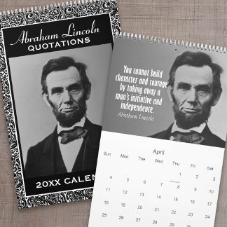 Calendário Citações de Abe Lincoln com Foto Presidencial