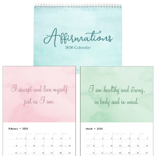 Calendário Citações de Afirmações Inspiradoras Aquarela 2026