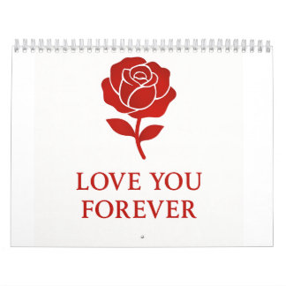 Calendário Classic Rose Forever Love Minimal Romantic