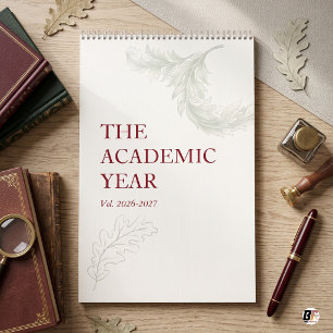 Calendário Clássico Ano Acadêmico Tipografia Borgonha