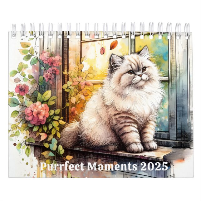 Calendário Clássico Aquarela Doze Flores De Gato 2025 (Capa)