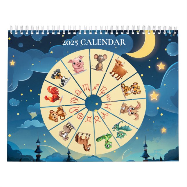 Calendário Clipart 2025 Chinês Zodiac (Capa)