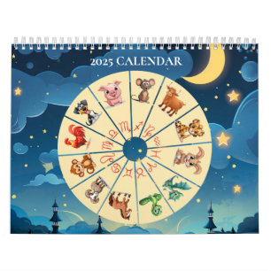 Calendário Clipart 2025 Chinês Zodiac