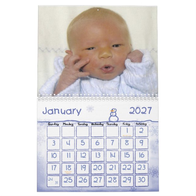 Calendário Cobrir Calendário, Primeiro Ano de Noah (Jan 2027)