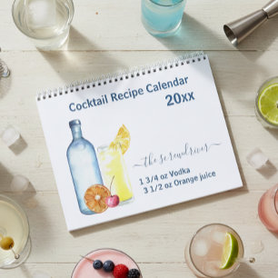 Calendário Cocktail Mixed Drink Recipes Alcohol Bar
