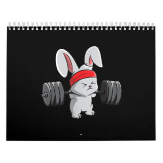 Calendário Coelhinho Gym Coelho Ness Weighting Arte Engraçada