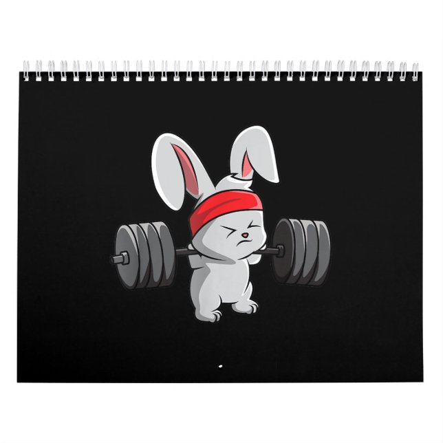Calendário Coelhinho Gym Coelho Ness Weighting Arte Engraçada (Capa)