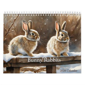 Calendário Coelhos castanhos e coelhos brancos adoráveis 2026