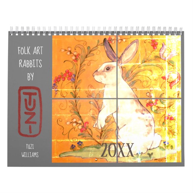 Calendário Coelhos de Arte Folclórica de Tuzi Willams Rabbit  (Capa)