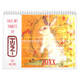 Calendário Coelhos de Arte Folclórica de Tuzi Willams Rabbit 