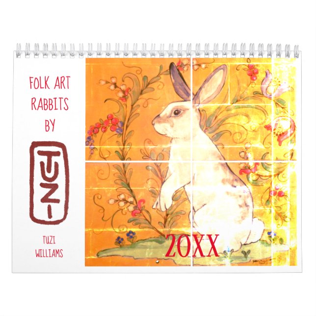 Calendário Coelhos de Arte Folclórica de Tuzi Willams Rabbit  (Capa)