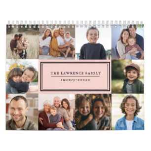 CALENDÁRIO COLAGEM DE FOTO ELEGANTE FAMÍLIA FOTO 2027 ROSÉ