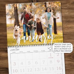 Calendário Colagem de Foto Única Moderna e Capa com Cor Perso