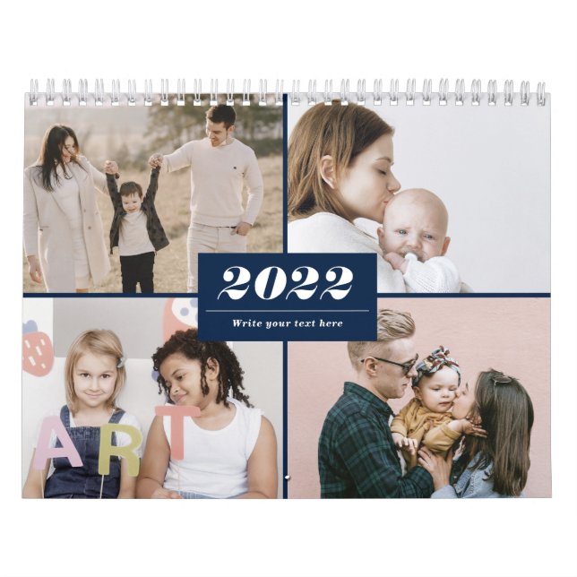 Calendário Colagem de Fotografias da Família 2022 Moderno Ele (Capa)